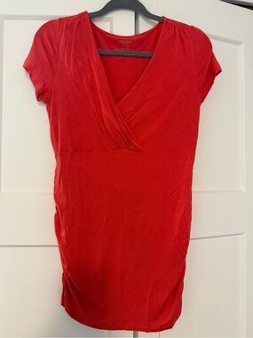 Motherhood Coral Wrap-Style Maternity Top